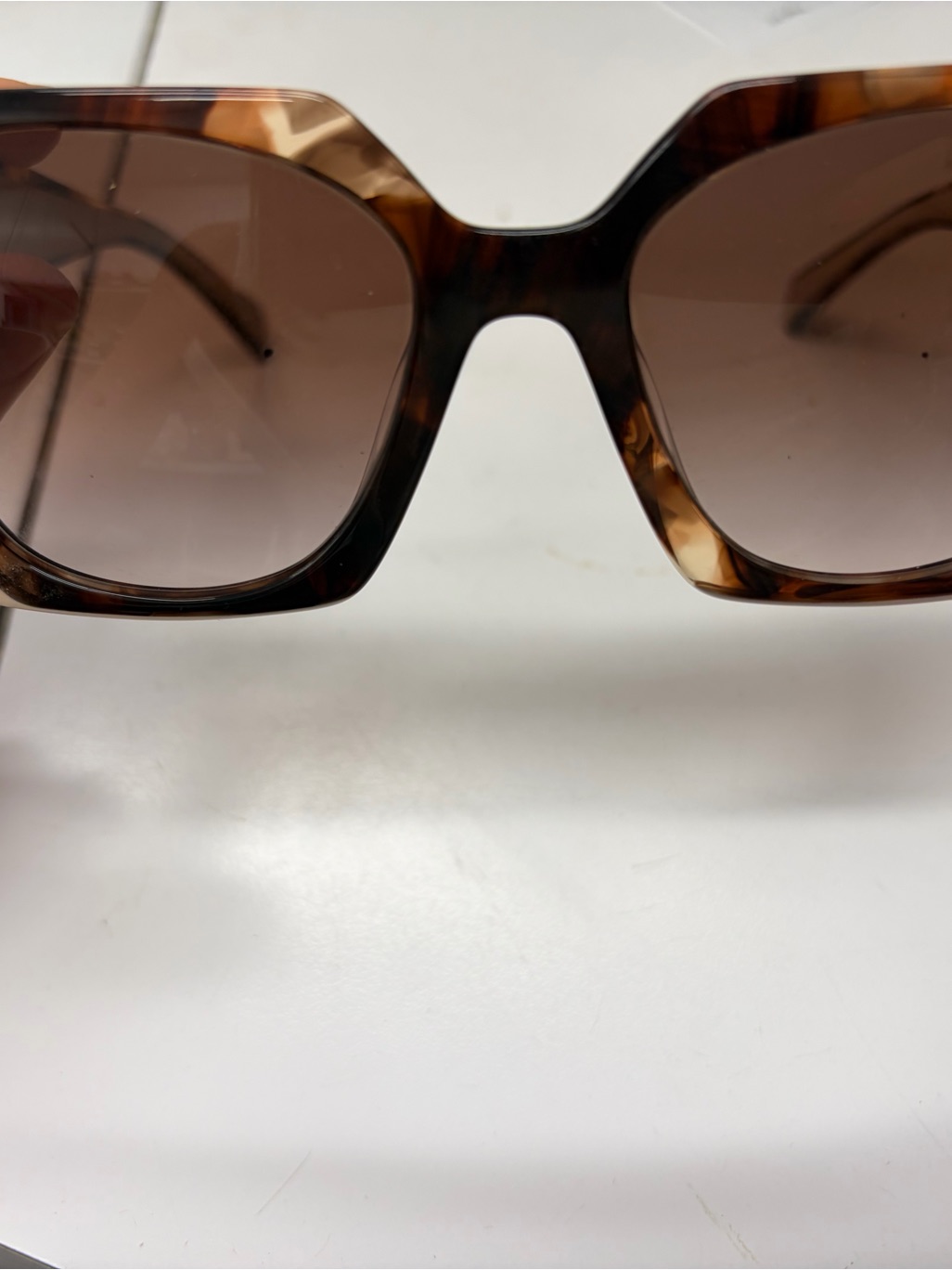 Prada Tortoiseshell Square Sunglasses With Brown Gradient Lenses